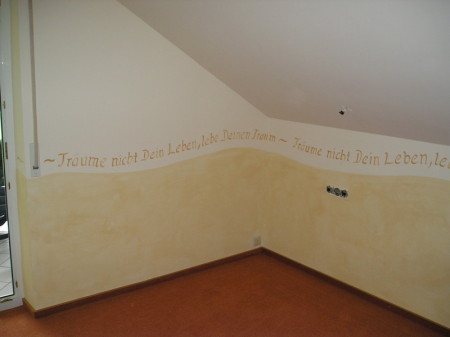 Lasur mit Schriftzug